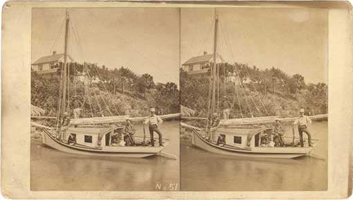 Sailboat anchored on the Loxahatchee River (Jupiter, Fla.), ca. 1890. Image number 1974-058-1