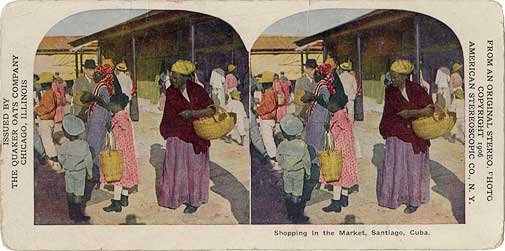 Shopping in the market, Santiago, Cuba. New York : American Stereoscopic Company, c1906. Image number 1990-134-4
