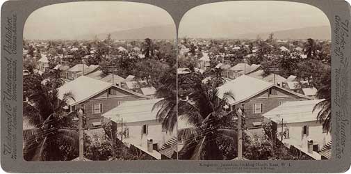 Kingston, Jamaica, looking north east, W.I. New York : Underwood & Underwood, 1900. Image number 1995-530-1