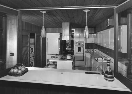 Kitchen in Cohen house designed by Kenneth Treister. 1960. Photo by Rudi Rada. Rada Collection, HistoryMiami, 60-114-8.