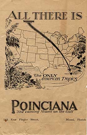 During the 1920s, the Tropical Development Company started a city, Poinciana, on Lostman’s River in the Ten Thousand Islands. The few buildings and improvements that the company built were destroyed during the 1926 hurricane. ca. 1925.