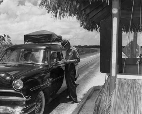 Park ranger and visitors, 1950s. X-368-7