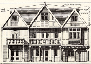 Oliver Cox. Illustration of an inn in Port Royal, ca. 1680. From Oliver Cox, Upgrading and renewing a historic city: Port Royal, Jamaica (London, 1984). ©O.J. Cox. Since the 1960s, Oliver Cox has been a leading researcher of Port Royal’s architectural heritage.