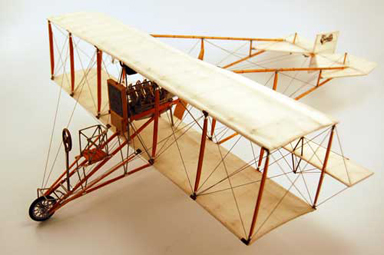 Model of 1912 Curtiss Model D, the plane used by student pilots at Miami’s Curtiss Aviation School. Fabricated by Eduardo Salcedo. 2011. HistoryMiami.