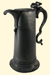 Pewter flagon. 17th century. 33.0 x 27.5 cm. Institute of Jamaica, 1998/0502. Pewter, a lightweight alloy of tin and lead, was the material of choice for tableware during the 17th century.