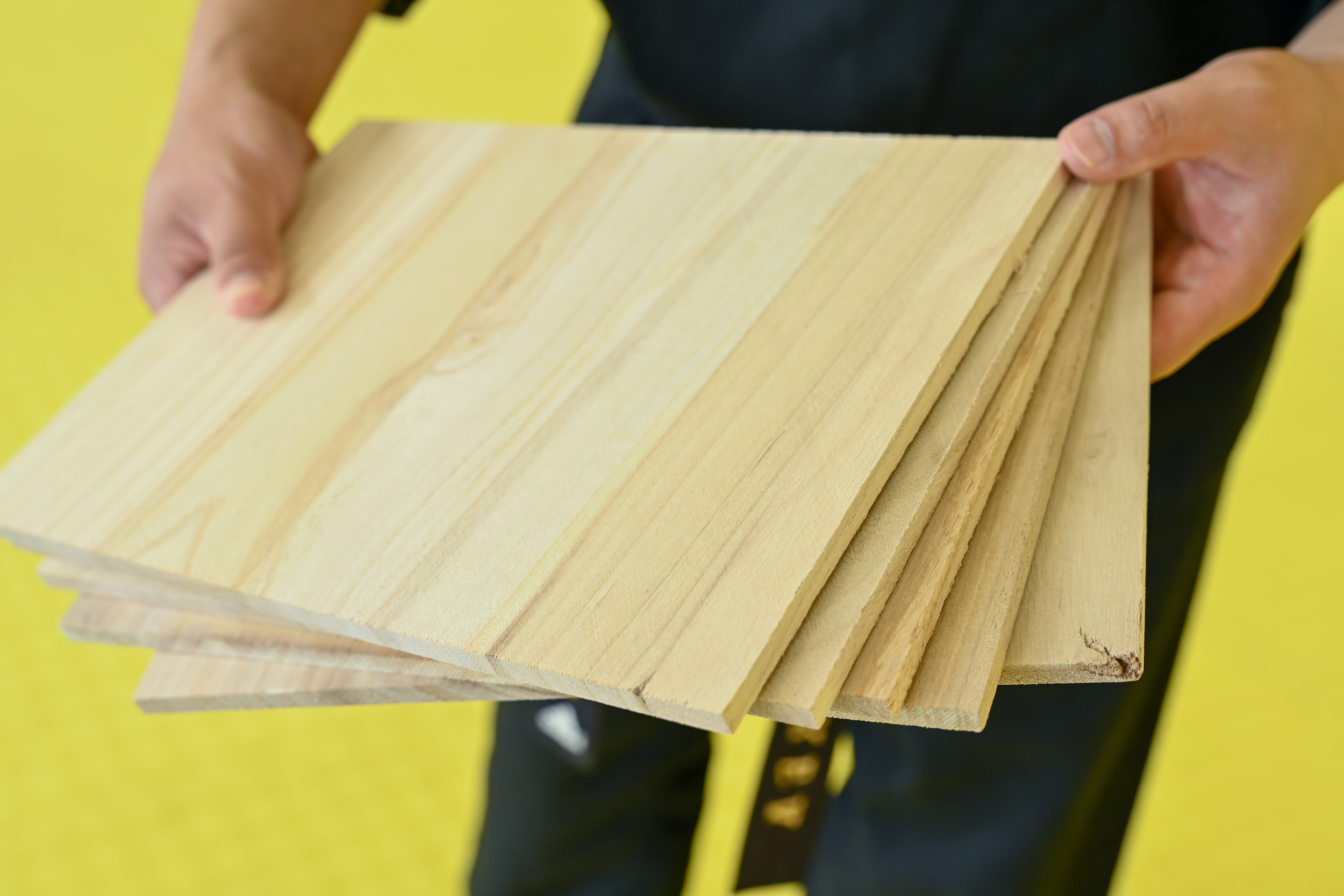 A stack of wood square boards