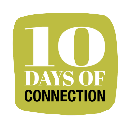 10 Days of Connection logo; white text on a green backhground.