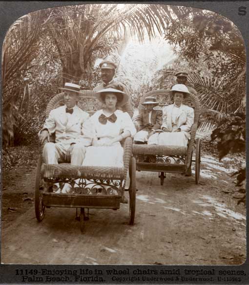 Enjoying life in wheel chairs, Palm Beach, Fla. New York : Underwood & Underwood, 1899. Image number 1992-336-1