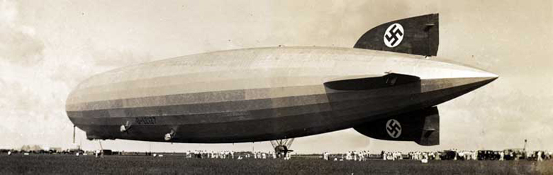 The Graf Zeppelin in Miami with swastikas visible on its port rudder. October 23, 1933. HistoryMiami. 2002-255-91.