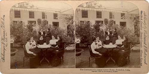 The courtyard of a typical Cuban home, Remedios, Cuba. New York : Strohmeyer & Wyman, c1899. Image number 2002-264-1