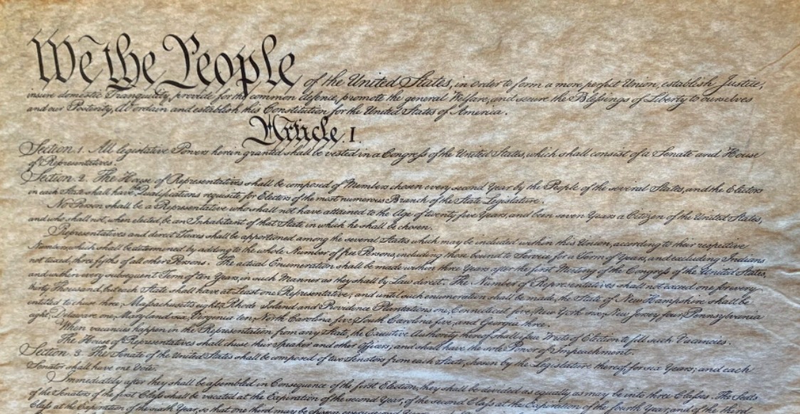 screenshot of the U.S. Constitution.