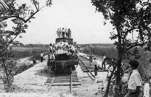 In 1921-1922 the Atlantic Coast Line Railroad was extended from Moore Haven to Sand Point, on Lake Okeechobee. For the occasion, the tiny Sand Point community was named Clewiston, after A. C. Clewis, who had financed the railway construction. HMSF, Claude Matlack Collection. 74-31.