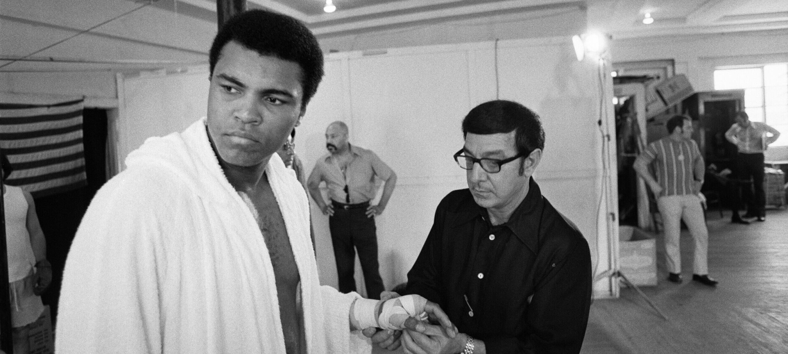 Muhammed Ali getting his hands wrapped