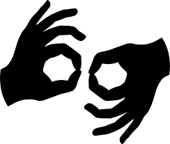black and white icon depicting ASL