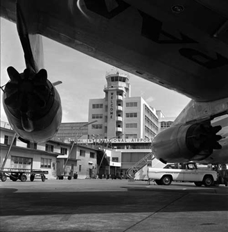 Pan Am jet near passenger terminal. circa 1959. City of Miami Collection, HistoryMiami. CM1-10136.