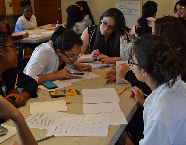 Group of students working together on an activity