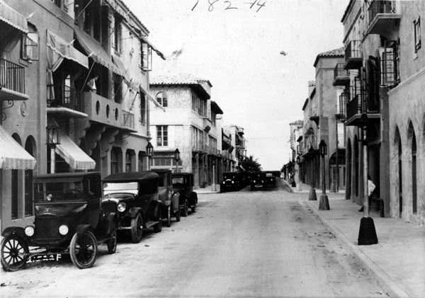 ESPANOLA WAY. Spanish Village Street, June 17, 1926. Historical Museum of Southern Florida, Matlack collection 182-14, 1975-80-2 and 1995-277-4115