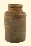 English stoneware jar. 17th century. 16.3 x 9.7 cm. Institute of Jamaica, 1997/1658. Jars like this one were commonly used for household storage of preserves, oils and other edibles.