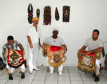 René 'Kadafi' Diaz & Ensemble. From left: Wilfredo 'Rumberito' Quiar, Kadafi, Ricardo Brown, Mario León. Photograph by Miguel Ramos.