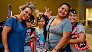 Family in the gallery. Mom, grandmother and two children.