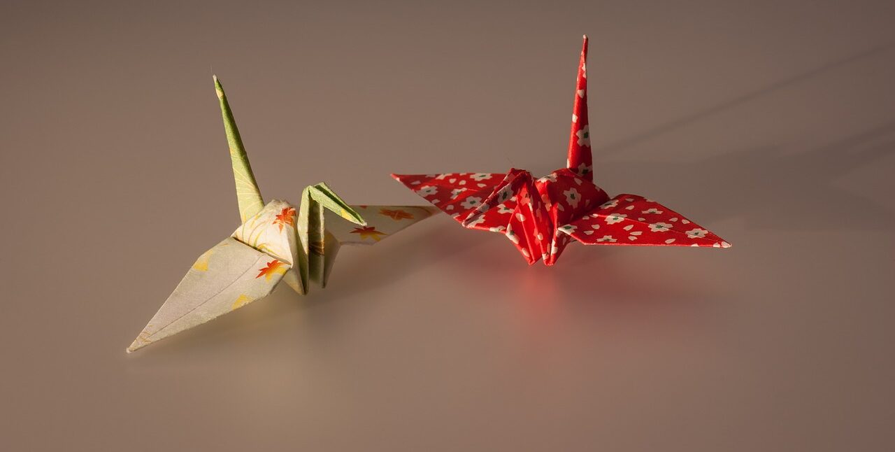 A set of origami cranes