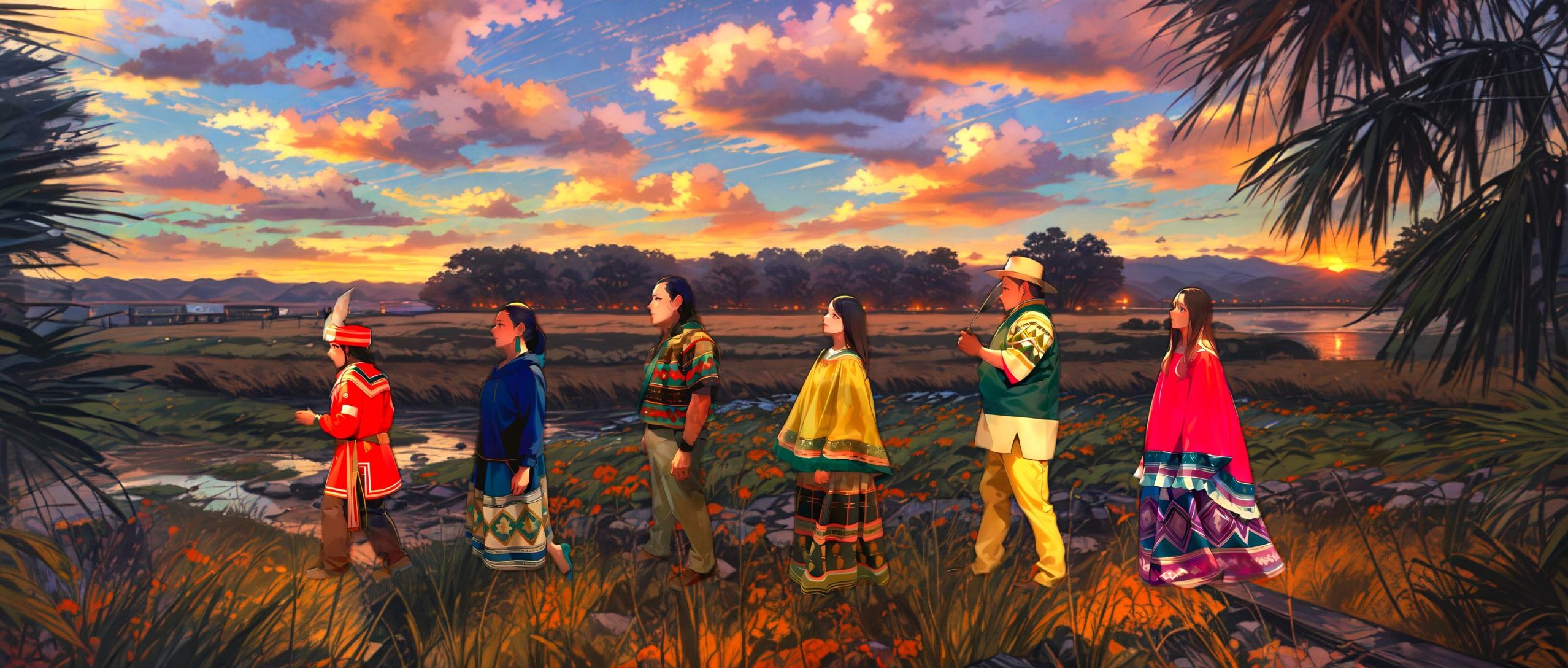 digital art piece depicting four seminoles.