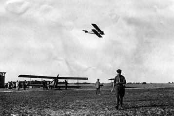 Image from a Curtiss flight school scrapbook compiled by Earl Hoag. Hoag learned to fly at the Curtiss Flying School before joining the U.S. Army Air Corps. Circa 1917. HistoryMiami. x-0700-89 and 109.